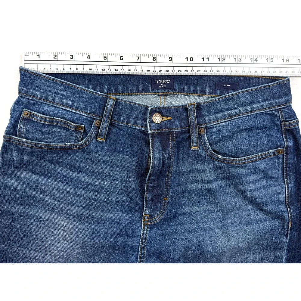 J CREW Men's Slim Fit Flex 32x30 Distressed Denim Medium Wash Blue Jeans #1777